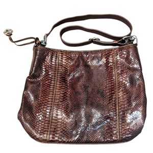 Brighton Shinny Brown Snakeskin Purse